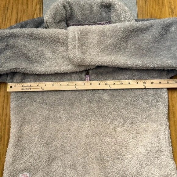 Simply Southern Sherpa Fleece Quarter Zip Pullover Ombre Gray Beige Large - Picture 7 of 10